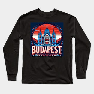 Budapest Travel Retro Poster Long Sleeve T-Shirt